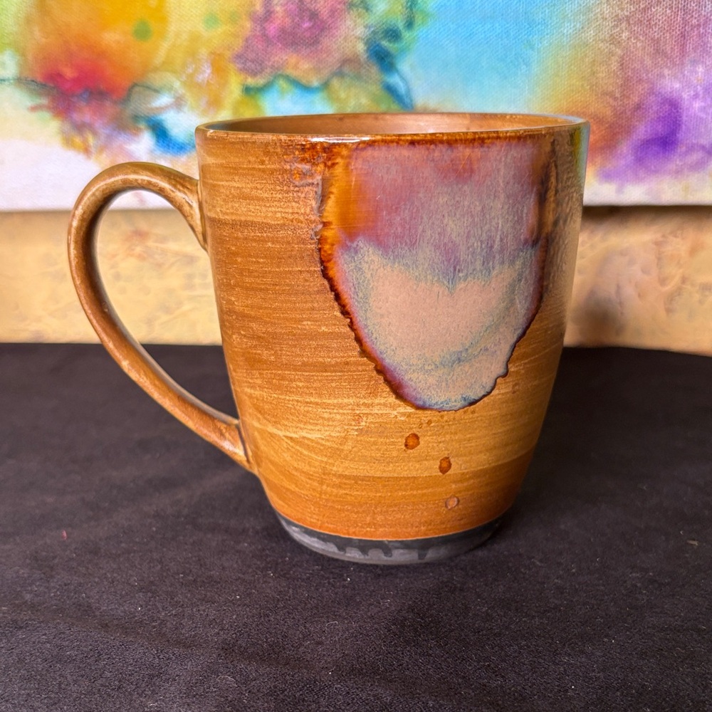 Sango Splash #4951 Ceramic Mug Iridescent Glaze Brown Stoneware Coffee Tea Cup